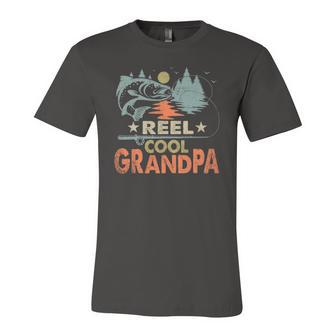 Reel Cool Grandpa Fishing Lover Vintage Fathers Day Jersey T-Shirt | Mazezy