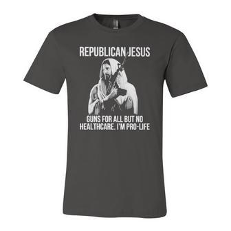 Republican Jesus Guns For All But No Healthcare I’M Pro-Life Jersey T-Shirt | Mazezy