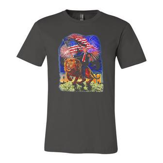 Republican President Donald Trump Riding War Lion Jersey T-Shirt | Mazezy