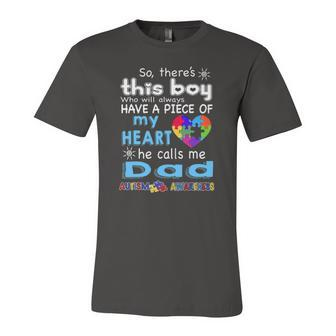 Theres This Boy He Call Me Dad Autism Awareness Jersey T-Shirt | Mazezy