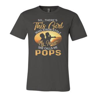 Theres This Girl Stole My Heart She Call Me Pops Jersey T-Shirt | Mazezy