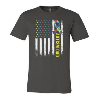 Retro American Flag Autism Dad Awareness Autistic Jersey T-Shirt | Mazezy