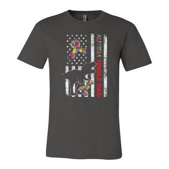 Retro Single Dad Saurus Awareness American Flag Autism Jersey T-Shirt | Mazezy AU