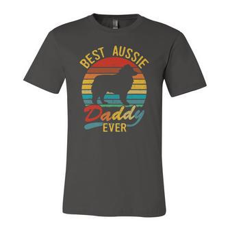Retro Vintage Best Aussie Daddy Ever Australian Shepherd Dad Jersey T-Shirt | Mazezy