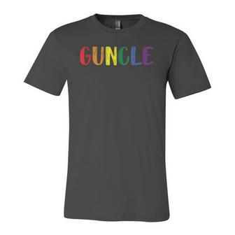 Retro Vintage Guncle Pride Uncle Gay Matching Lgbtq Jersey T-Shirt | Mazezy