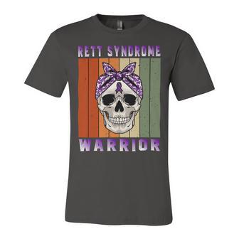 Rett Syndrome Warrior Skull Women Vintage Purple Ribbon Rett Syndrome Rett Syndrome Awareness Unisex Jersey Short Sleeve Crewneck Tshirt | Favorety UK