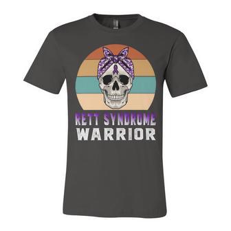 Rett Syndrome Warrior Skull Women Vintage Purple Ribbon Rett Syndrome Rett Syndrome Awareness V2 Unisex Jersey Short Sleeve Crewneck Tshirt | Favorety AU