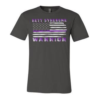 Rett Syndrome Warrior Usa Flag United States Flag Purple Ribbon Rett Syndrome Rett Syndrome Awareness Unisex Jersey Short Sleeve Crewneck Tshirt | Favorety AU