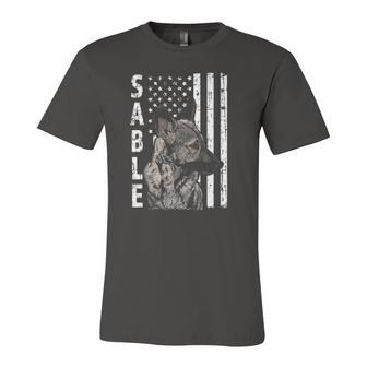 Sable German Shepherd Dog American Flag Patriotic Jersey T-Shirt | Mazezy