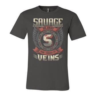 Savage Blood Run Through My Veins Name V6 Unisex Jersey Short Sleeve Crewneck Tshirt - Seseable