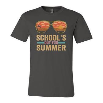 Schools Out For Summer Sunglasses Teacher Last Day Of School Jersey T-Shirt | Mazezy