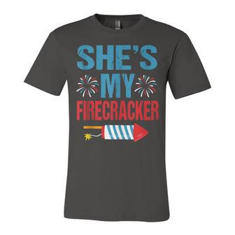 Shes My Firecracker His And Hers 4Th July Couples Unisex Jersey Short Sleeve Crewneck Tshirt - Seseable