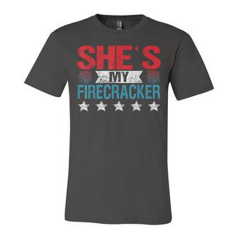 Shes My Firecracker His And Hers 4Th July Matching Couples Unisex Jersey Short Sleeve Crewneck Tshirt - Seseable