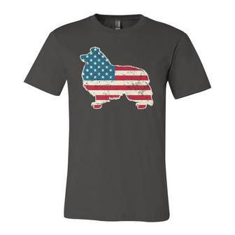 Shetland Sheepdog 4Th Of July Usa American Flag Sheltie Jersey T-Shirt | Mazezy