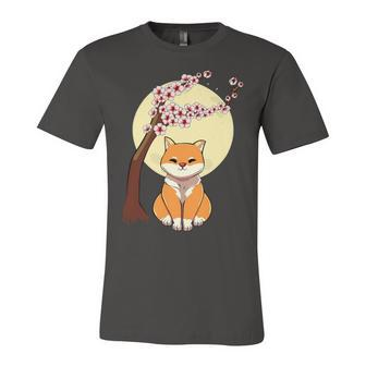 Shiba Inu Akita Cherry Blossom Sakura Japanese Anime Kawaii T-Shirt Unisex Jersey Short Sleeve Crewneck Tshirt - Seseable