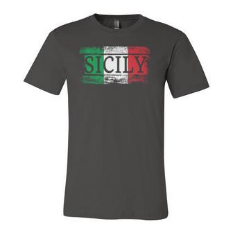 Sicilian Italian Italy Flag I Vintage Sicily Vacation Travel Jersey T-Shirt | Mazezy