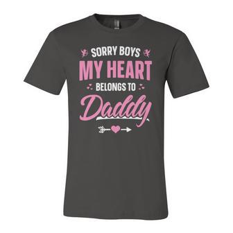 Sorry Boys My Heart Belongs To Daddy Girls Valentine Jersey T-Shirt | Mazezy