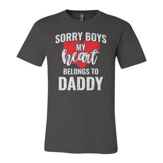 Sorry Boys My Heart Belongs To Daddy Kids Valentines Jersey T-Shirt | Mazezy