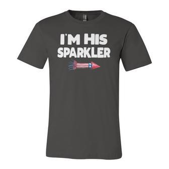 Im His Sparkler Fireworks Couple Matching 4Th Of July Jersey T-Shirt | Mazezy