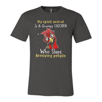My Spirit Animal Is A Grumpy Chicken Who Slaps Jersey T-Shirt | Mazezy