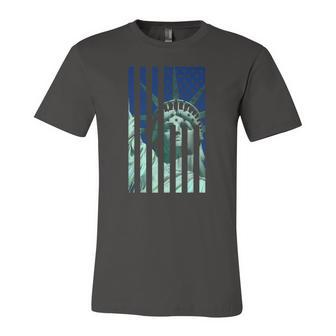 Statue Liberty American Flag Proud American Jersey T-Shirt | Mazezy
