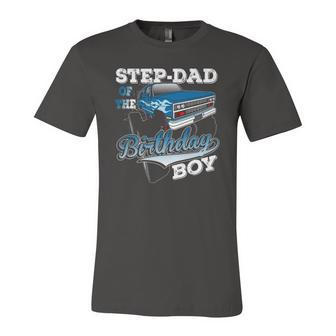 Step-Dad Of The Birthday Boy Monster Truck Birthday Jersey T-Shirt | Mazezy