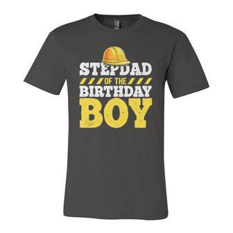 Stepdad Of The Birthday Boy Construction Hat Birthday Party Jersey T-Shirt | Mazezy