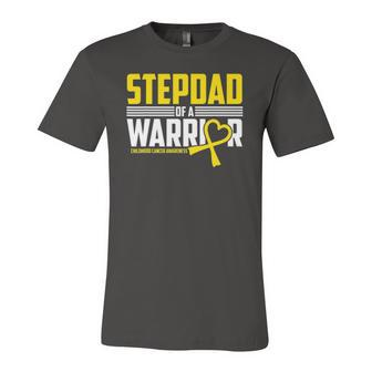 Stepdad Childhood Cancer Awareness Survivor Ribbon Warrior Jersey T-Shirt | Mazezy