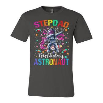 Stepdad Of The Birthday Astronaut Boy Space Theme Kids Unisex Jersey Short Sleeve Crewneck Tshirt - Seseable