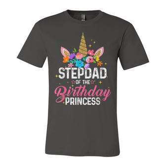 Stepdad Of The Birthday Princess Funny Unicorn Birthday Unisex Jersey Short Sleeve Crewneck Tshirt - Seseable