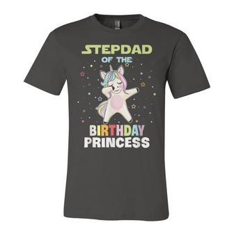 Stepdad Of The Birthday Unicorn Princess Unisex Jersey Short Sleeve Crewneck Tshirt - Seseable