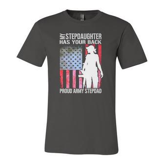 My Stepdaughter Has Your Back Proud Army Stepdad Jersey T-Shirt | Mazezy