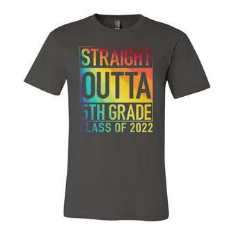Straight Outta 5Th Grade Class Of 2022 Graduation Rainbow Jersey T-Shirt | Mazezy