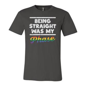 Being Straight Was My Phase Gay Rainbow Pride Flag Lgbtq Jersey T-Shirt | Mazezy