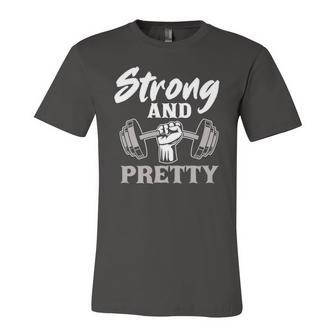 Strong And Pretty Gym Fitness Sport Bodybuilding Jersey T-Shirt | Mazezy
