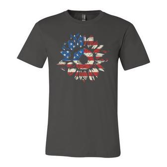 Sunflower American Flag Patriotic 4Th Of July Jersey T-Shirt | Mazezy