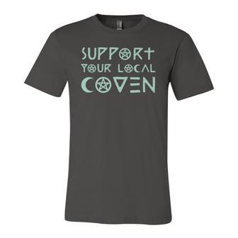 Support Your Local Coven Witch Clothing Wicca Jersey T-Shirt | Mazezy