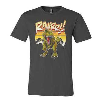 T Rex Rawr Vintage Retro Dinosaur Lover Jersey T-Shirt | Mazezy