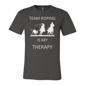 Team Roping Is My Therapy Horse Rodeo Cowboy Jersey T-Shirt | Mazezy