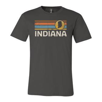 Graphic Tee Indiana Us State Map Vintage Retro Stripes Jersey T-Shirt | Mazezy