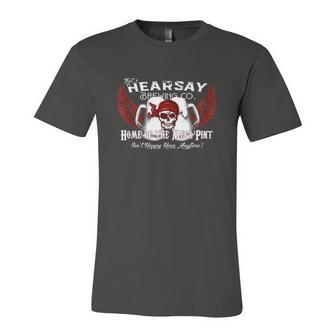 Thats Hearsay Brewing Co Home Of The Mega Pint Skull Jersey T-Shirt | Mazezy