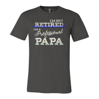 Thin Blue Line Distressed Retired Professional Papa Police Jersey T-Shirt | Mazezy