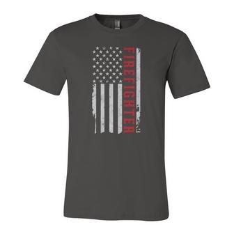 Thin Red Line Usa Flag Firefighter For 4Th Of July Jersey T-Shirt | Mazezy