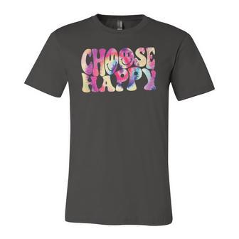 Tie Dye Inspirational Positive Quote Choose Happy Smile Face Jersey T-Shirt | Mazezy