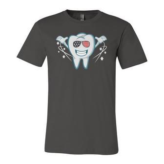 Tooth With Sunglasses Flag Usa Dentist 4Th July Jersey T-Shirt | Mazezy