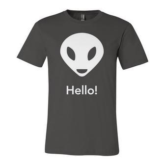 Ufo Alien Hello Science Fiction Lover Jersey T-Shirt | Mazezy