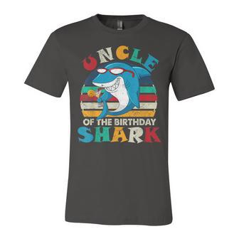 Uncle Of The Birthday Shark Funny Retro Uncle Shark Unisex Jersey Short Sleeve Crewneck Tshirt - Seseable