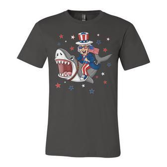 Uncle Sam Riding Shark 4Th Of July Patriotic Boys Kids Funny Unisex Jersey Short Sleeve Crewneck Tshirt - Seseable