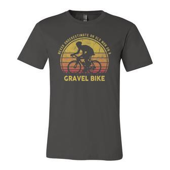Never Underestimate An Old Man On A Gravel Bike Joke Jersey T-Shirt | Mazezy