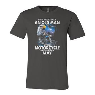 Never Underestimate An Old Man With A Motorcycle Born In May Jersey T-Shirt | Mazezy